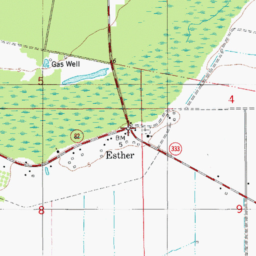 Topographic Map of Esther, LA