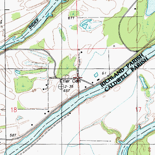 Topographic Map of Etier Cemetery, LA