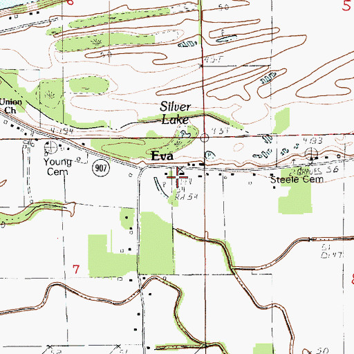 Topographic Map of Eva, LA