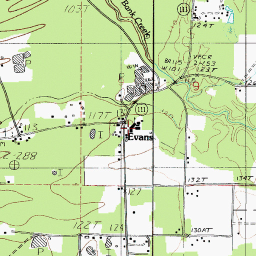 Topographic Map of Evans, LA