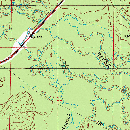Topographic Map of Evans Branch, LA