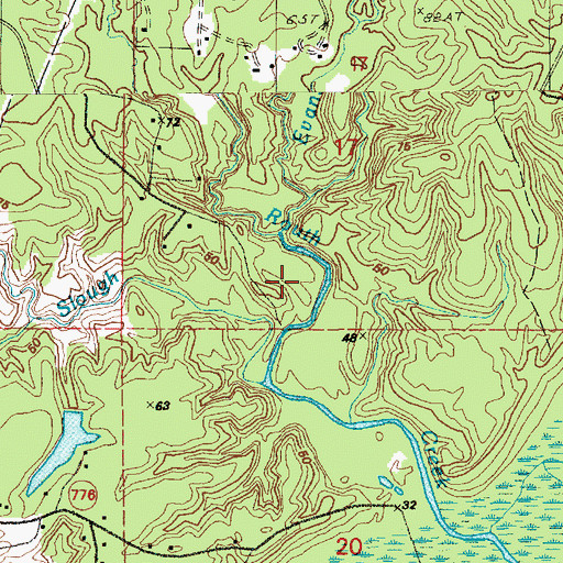 Topographic Map of Evans Branch, LA