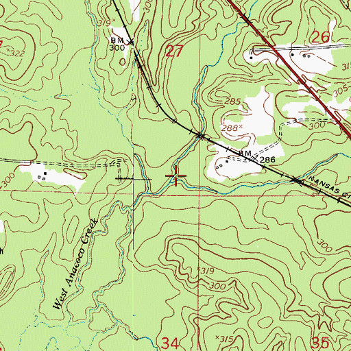 Topographic Map of Everette Branch, LA