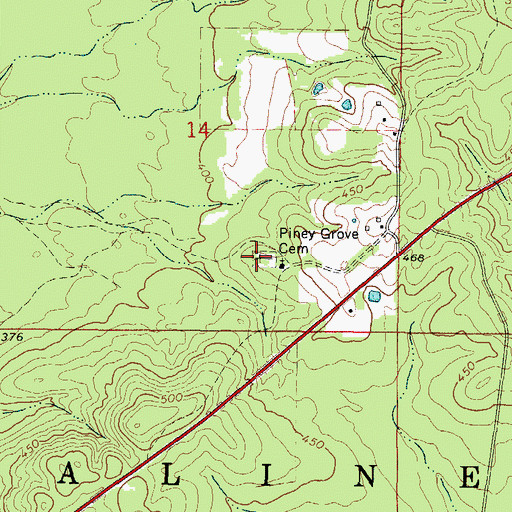 Topographic Map of Piney Grove Cemetery, AR