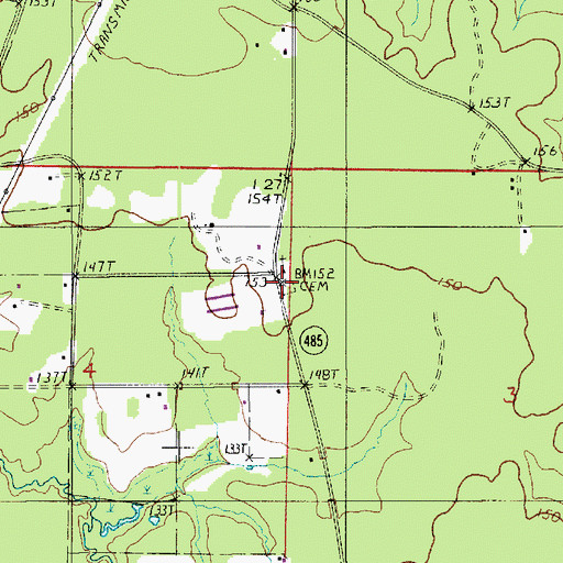 Topographic Map of Evergreen Church, LA