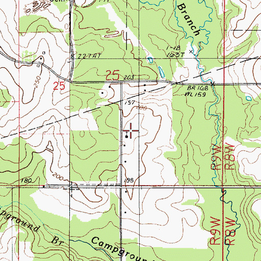 Topographic Map of Evergreen Church, LA