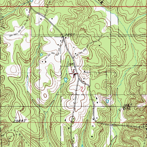 Topographic Map of Evergreen Church, LA
