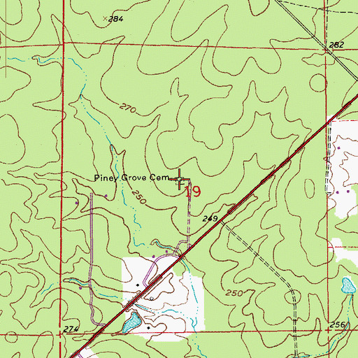 Topographic Map of Piney Grove Cemetery, AR