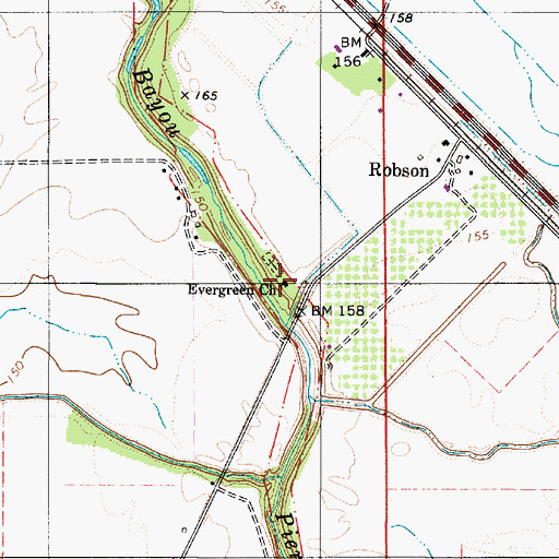 Topographic Map of Evergreen Church, LA