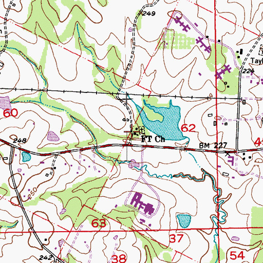 Topographic Map of FT Church, LA