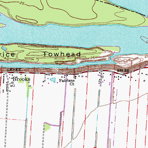 Topographic Map of Fairlane Church, LA