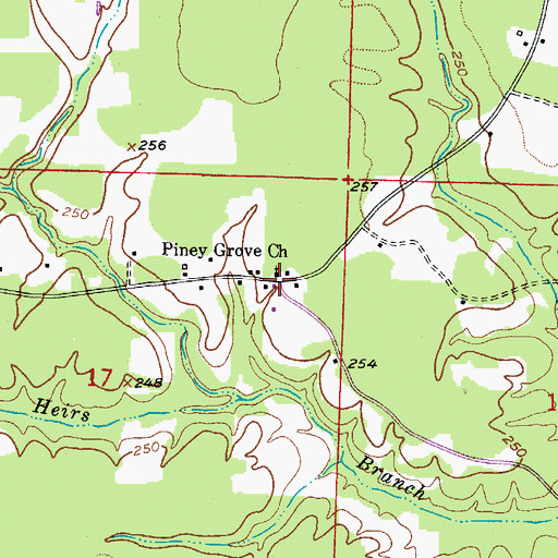 Topographic Map of Piney Grove Church, AR
