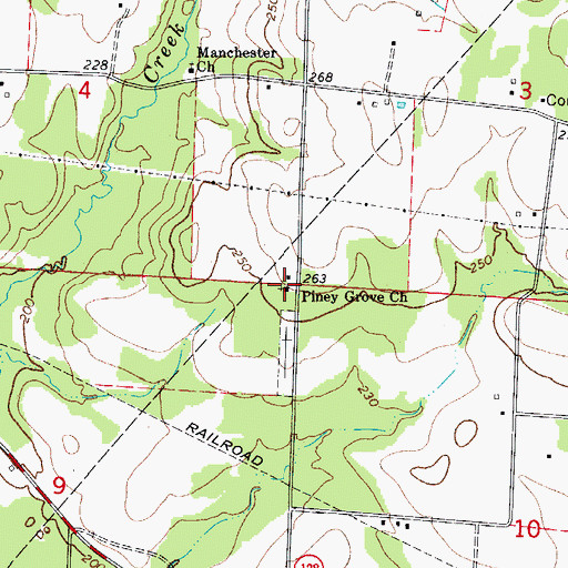 Topographic Map of Piney Grove Church, AR