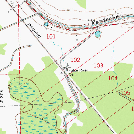 Topographic Map of False River Cemetery, LA
