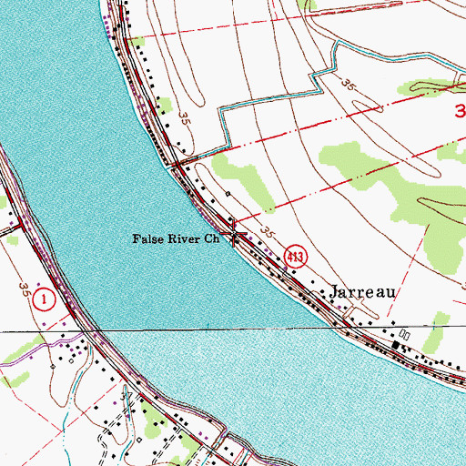 Topographic Map of False River Church, LA
