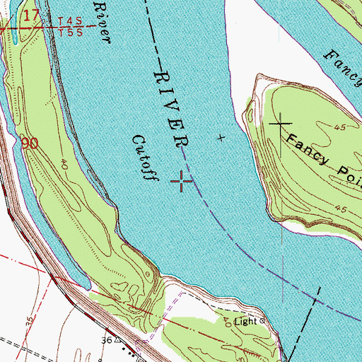 Topographic Map of False River Cutoff, LA