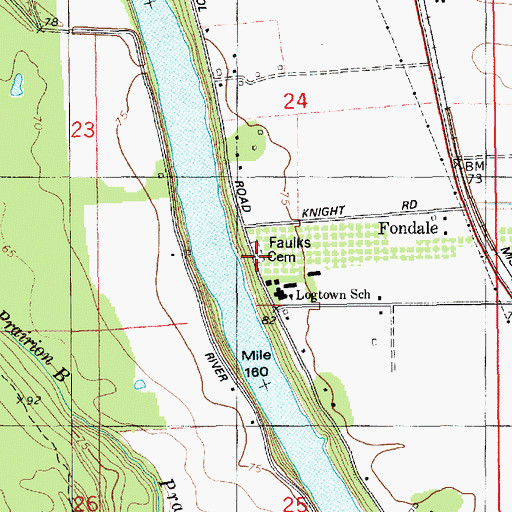 Topographic Map of Faulks Cemetery, LA