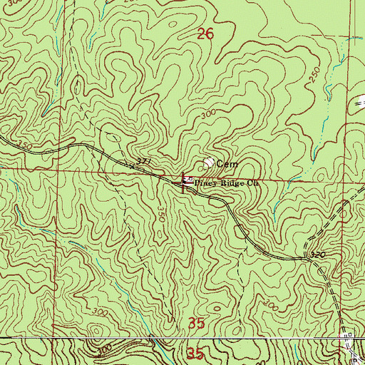 Topographic Map of Piney Ridge Church, AR