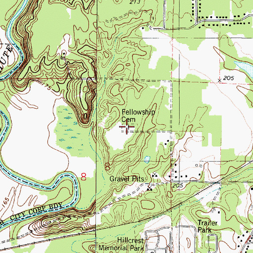 Topographic Map of Fellowship Cemetery, LA