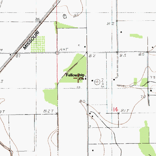 Topographic Map of Fellowship Church, LA