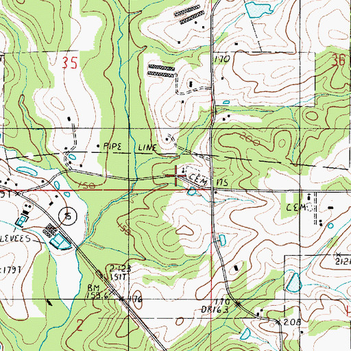 Topographic Map of Fellowship Church, LA