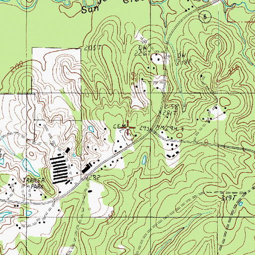 Topographic Map of Fenders Cemetery, LA