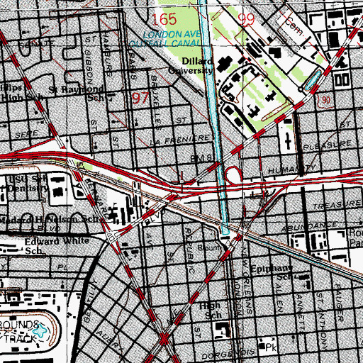 Topographic Map of Ferncrest School, LA