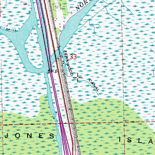 Topographic Map of Fernwood Canal, LA