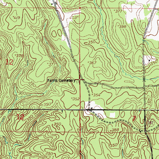 Topographic Map of Ferris Cemetery, LA