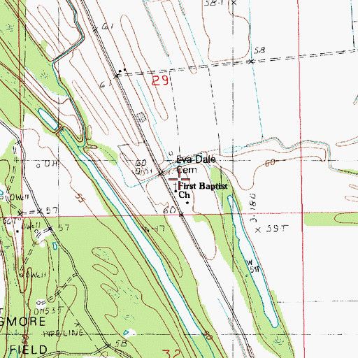 Topographic Map of First Baptist Church, LA