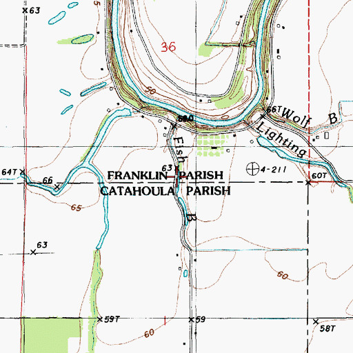 Topographic Map of Fish Bayou, LA