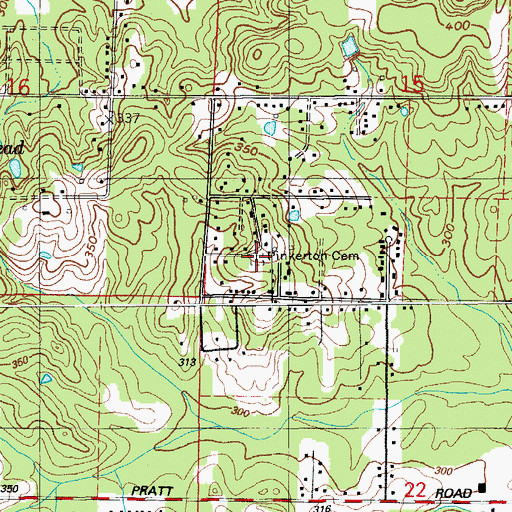 Topographic Map of Pinkerton Cemetery, AR