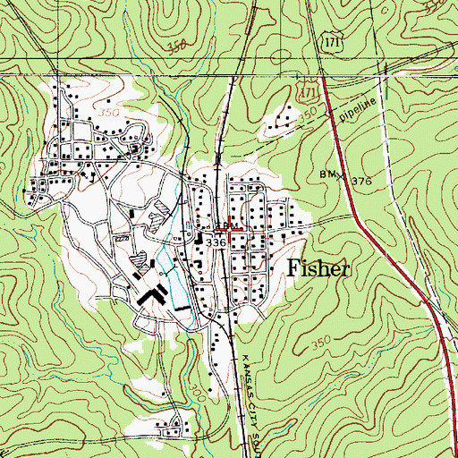 Topographic Map of Fisher, LA