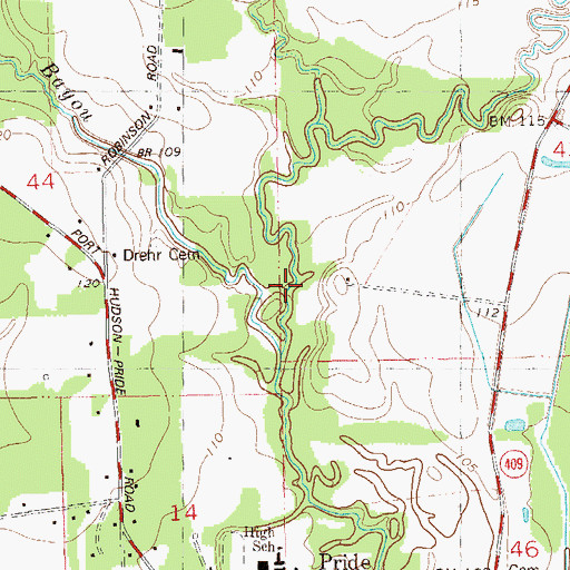 Topographic Map of Flanagan Bayou, LA