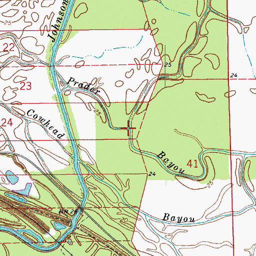 Topographic Map of Flat Bayou, LA