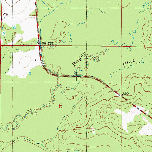 Topographic Map of Flat Branch, LA
