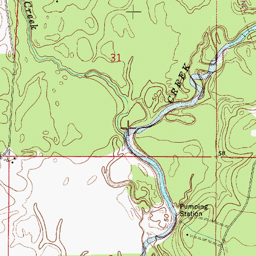 Topographic Map of Flat Creek, LA