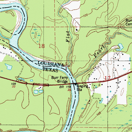 Topographic Map of Flat Creek, LA