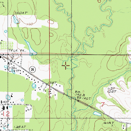 Topographic Map of Flat Creek, LA