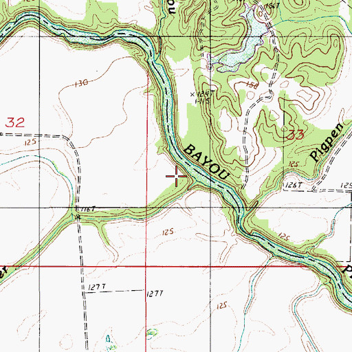 Topographic Map of Flat River, LA