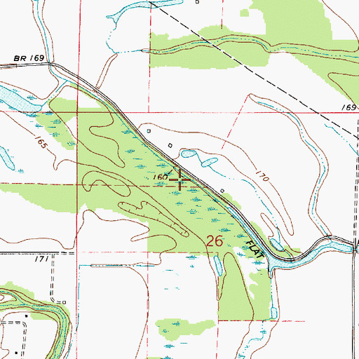 Topographic Map of Flat River Drainage Canal, LA