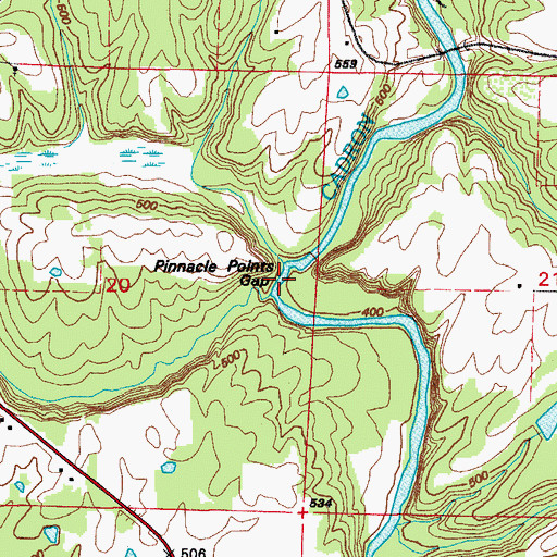 Topographic Map of Pinnacle Point Gap, AR