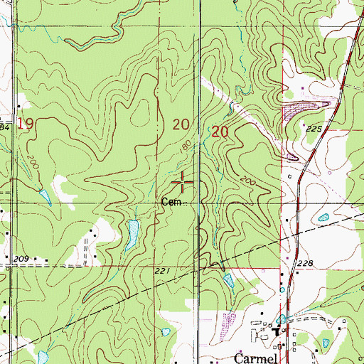 Topographic Map of Flores Cemetery, LA