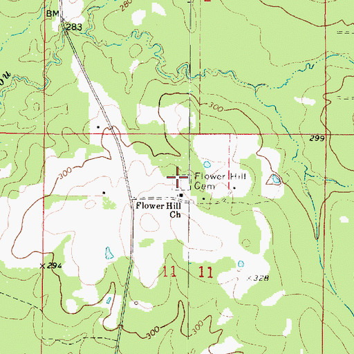 Topographic Map of Flower Hill Cemetery, LA