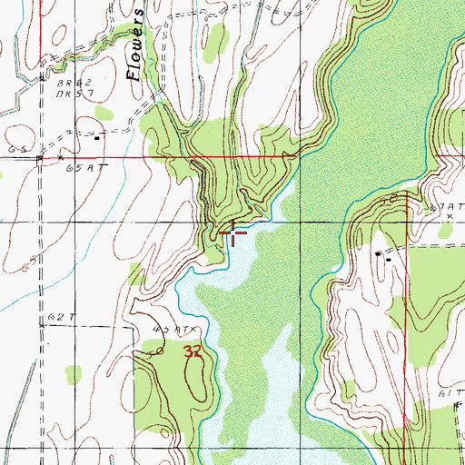 Topographic Map of Flowers Bayou, LA