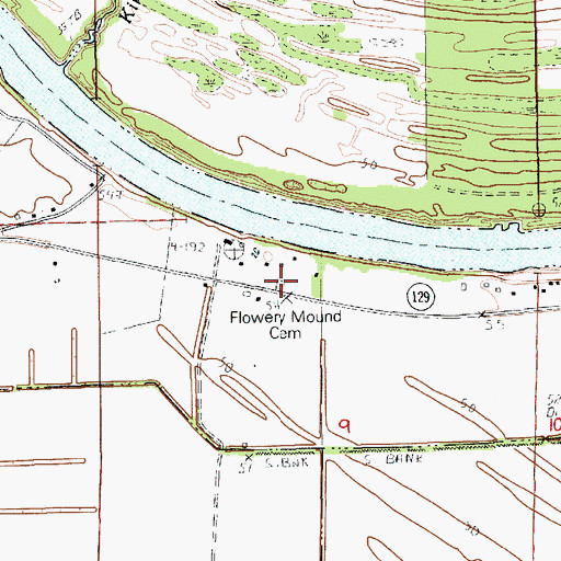 Topographic Map of Flowery Mound Cemetery, LA