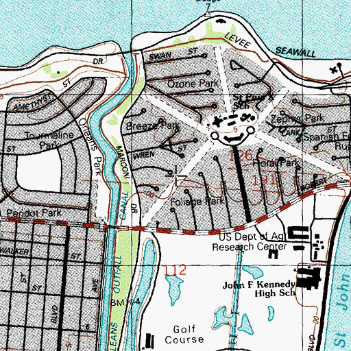 Topographic Map of Foilage Park, LA