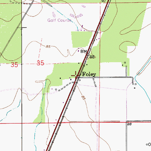 Topographic Map of Foley, LA