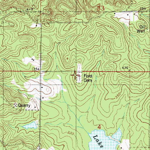 Topographic Map of Ford Cemetery, LA