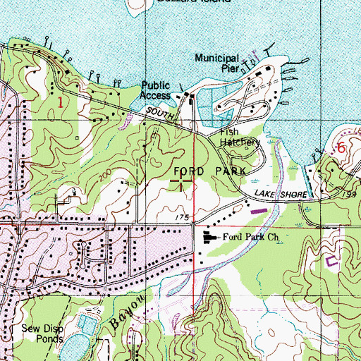 Topographic Map of Ford Park, LA